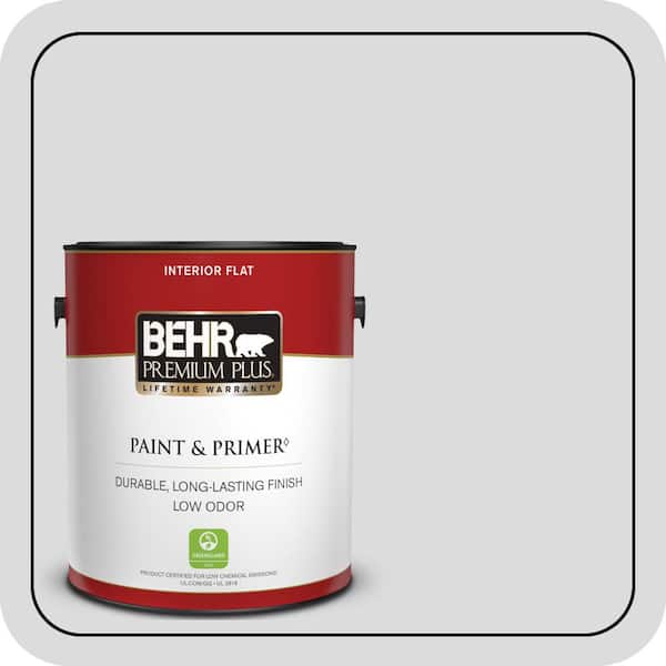 BEHR PREMIUM PLUS 1 gal. #N530-1 Pixel White Flat Low Odor Interior Paint & Primer