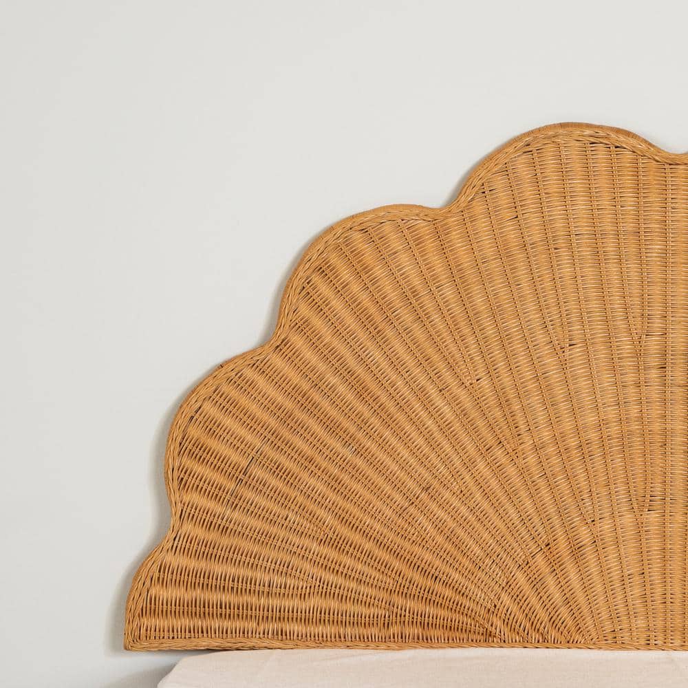 Natural Wicker Queen Wall-Mounted Seashell Headboard