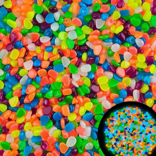 3000 Piece 1 in. x 1 in. Glow in The Dark Pebbles, Luminous Decorative Landscape Rocks for Garden Landscaping