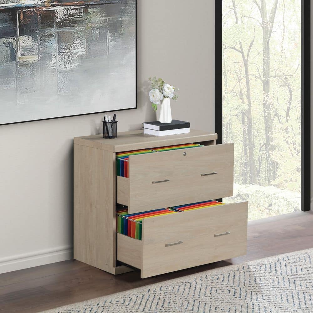 Alpine 2-Drawer Norwegian Alder Finish Wood 30 in. W Lateral File Cabinet with Lockdowel Fastening System price history on PriceWatchPro