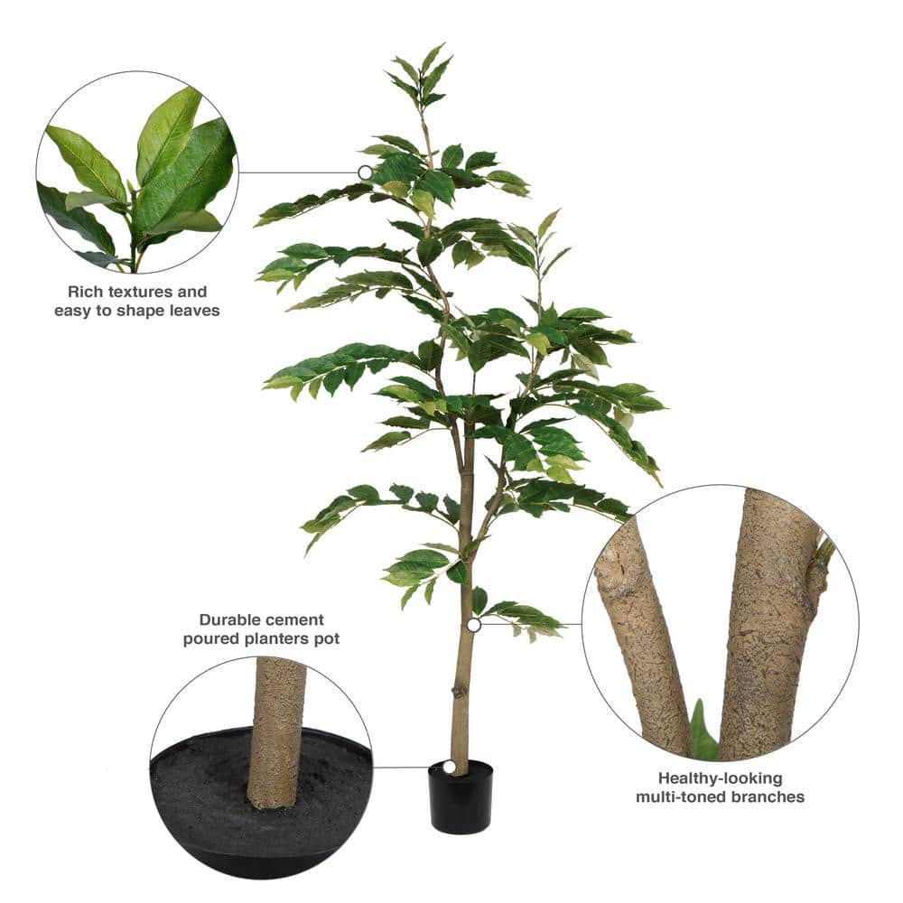 Verdant Haven 6' Potted Artificial Nandina Tree with 284 Leaves