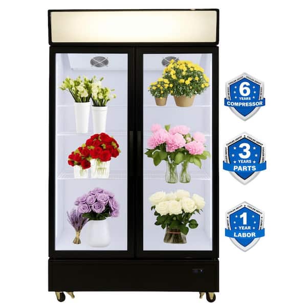 Cooler Depot 47 in. W 25.8 cu. ft. Swing Glass Door commercial Merchandiser cooler in Black