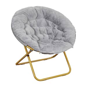Gray/Soft Gold Fabric Accent Chair