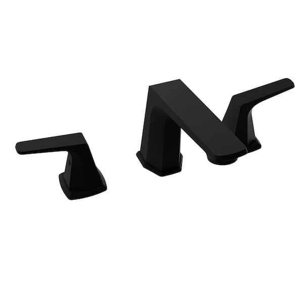8 in. Widespread 2-Handle 3-Hole Bathroom Faucet with Pop-Up Drain in Matte Black