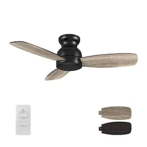 Osborn 44 in. Indoor Black 10-Speed DC Motor Flush Mount Ceiling Fan with Remote Control