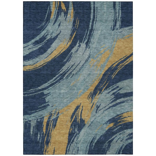 Chantille Machine Washable Indoor/Outdoor Abstract ACN2957 Navy 9 ft. x 12 ft. Area Rug