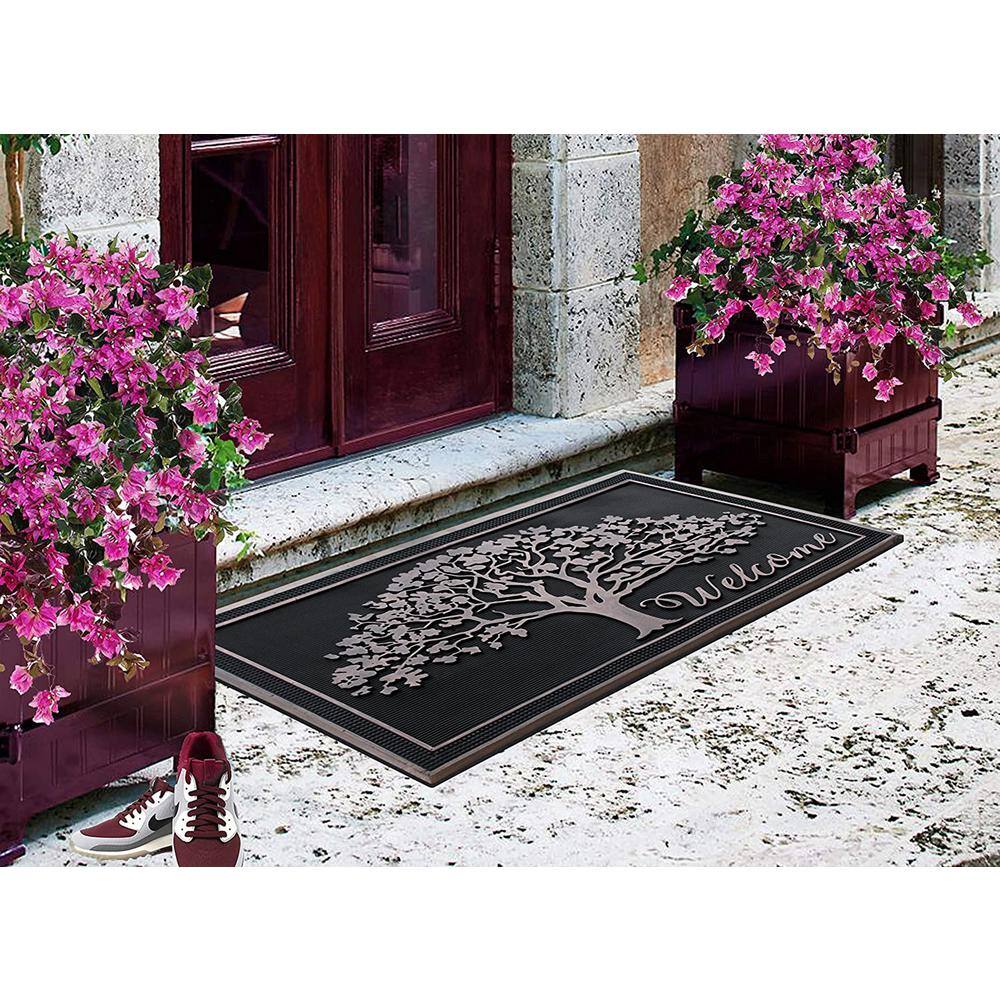 Large Black and Bronze Rubber Outdoor Decorative Doormat