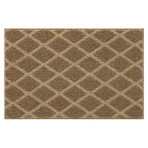 Basics Lewis Diamond Tan 1 ft. 8 in. x 2 ft. 6 in. Transitional Tufted Geometric Lattice Polyester Rectangle Area Rug