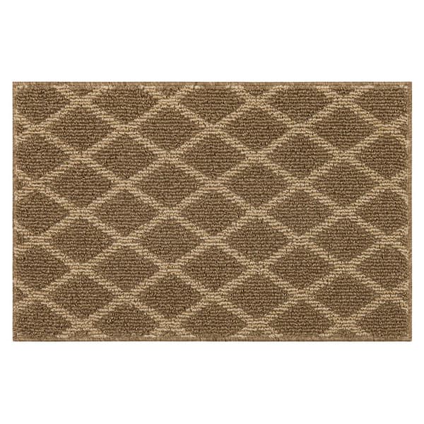 Mohawk Home Basics Lewis Diamond Tan 1 ft. 8 in. x 2 ft. 6 in. Transitional Tufted Geometric Lattice Polyester Rectangle Area Rug