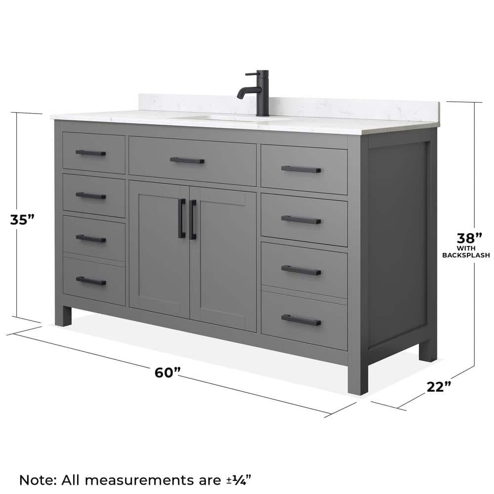 Beckett 60'' Dark Gray Bathroom Vanity with Marble Top