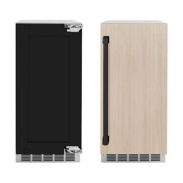 ZLINE Kitchen and Bath Touchstone Autograph Edition 15 in. 66 lb. Full Size Ice Cubes per Day Ice Maker with Panel Ready Door and Black Handle