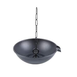 10 in. Black Rain Chain Anchoring Basin Spill Bowl with Scupper