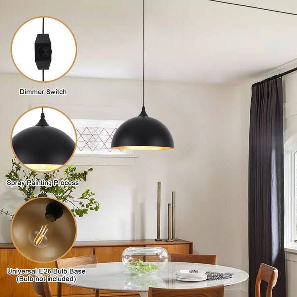 ZJVAIVE 1 Light Matte Black Industrial Dome Pendant for Dining