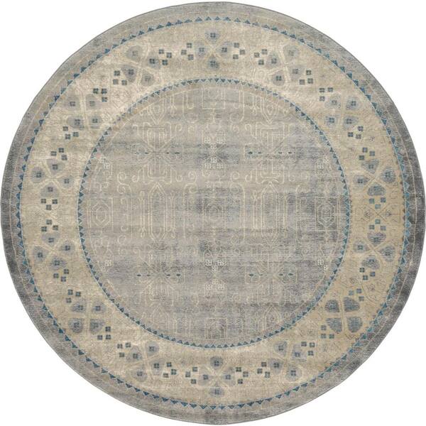 Unique Loom Salzburg Aigen Gray 8' 0 x 8' 0 Round Rug