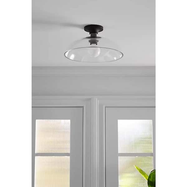 Tone 1 Light Flush Mount with Domed Glass Shade, Polished Nickel