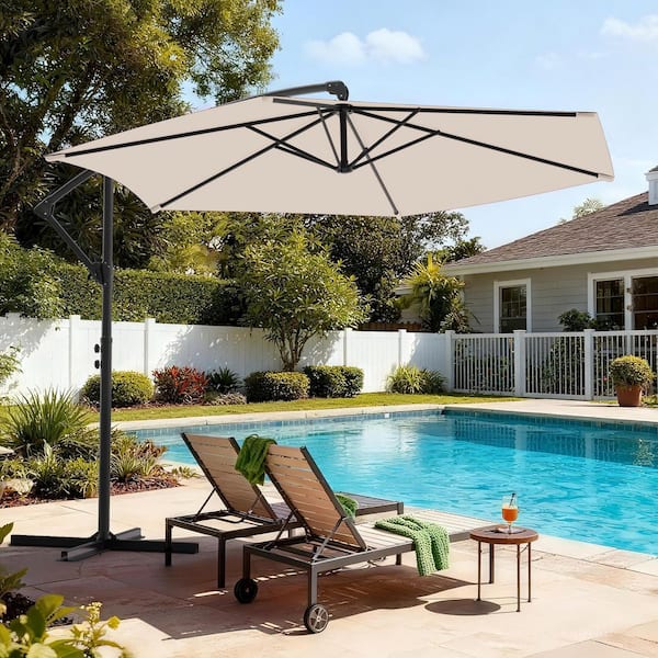 10 foot tall patio umbrella Offset Hanging quality weather PURPLE LEAF 10 ft. Square