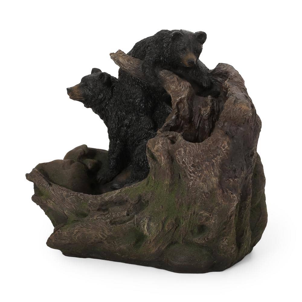 Noble House Coweta Outdoor 22 in. Bears on a Log Waterfall Fountain ...
