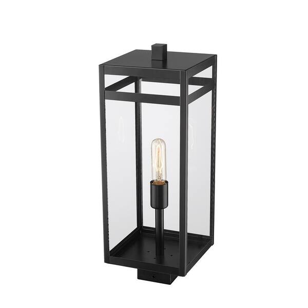 Unbranded - Nuri 1-Light Black 21 in. Aluminum Hardwired Outdoor Weather Resistant Post Light Square Fitter with No Bulb Included