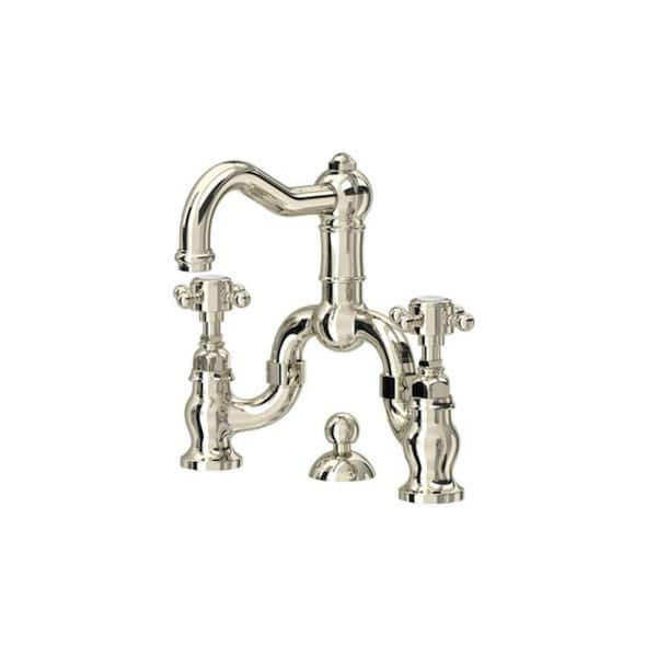 ROHL Acqui 8 in. Widespread Double Handle Bathroom Faucet in Polished Nickel