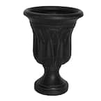 15 in. x 21 in. Cast Stone Sharp Leaf Urn in Charcoal