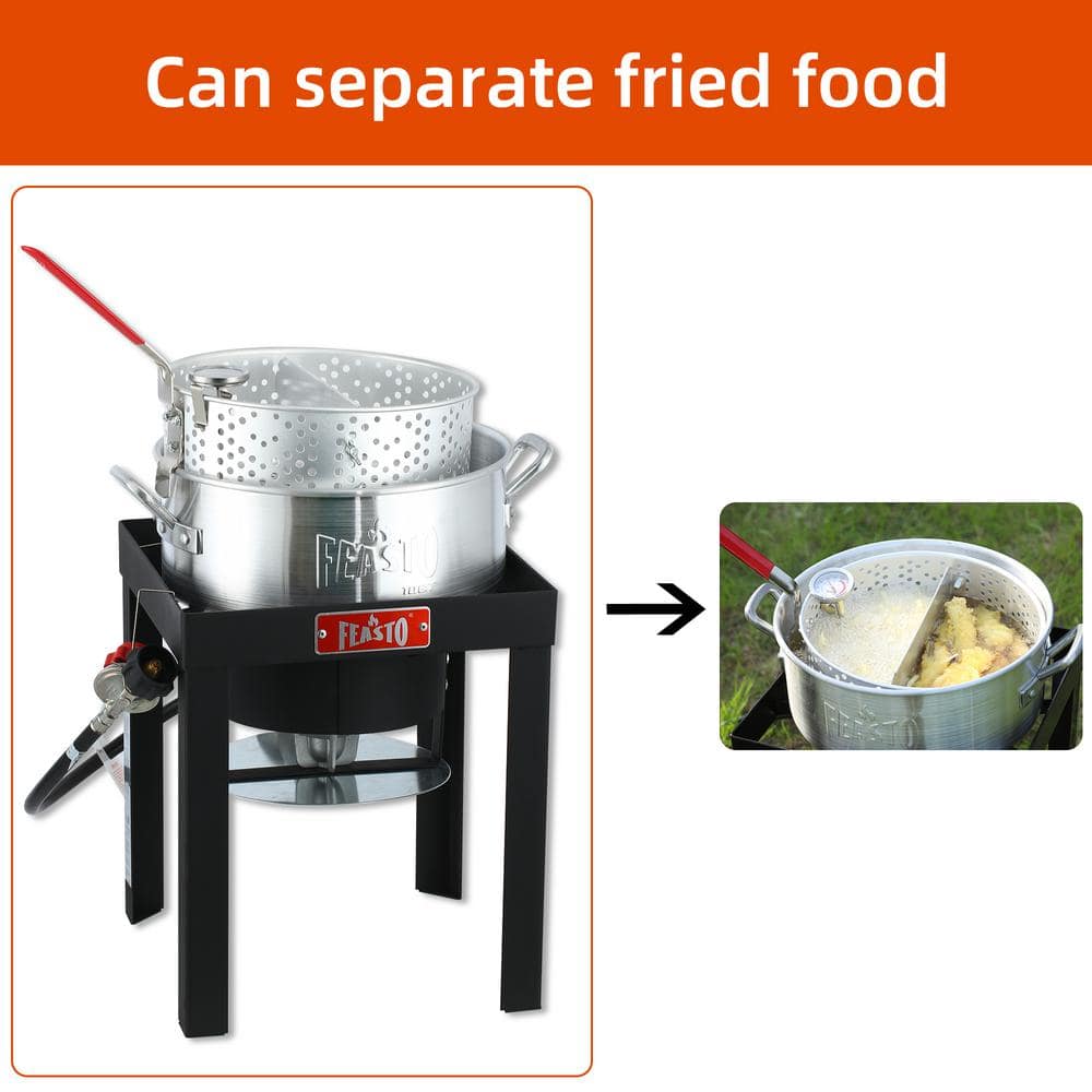 Feasto 10 Qt Silver Aluminum Outdoor Fish Fryer Kit