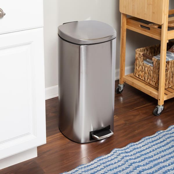 Tyyps Step Trash Can 13 Gallon/50L Stainless Steel Rectangular Kitchen  Metal Garbage Recycle Dustbin Container with lid Removable Inner Pedal  Handle