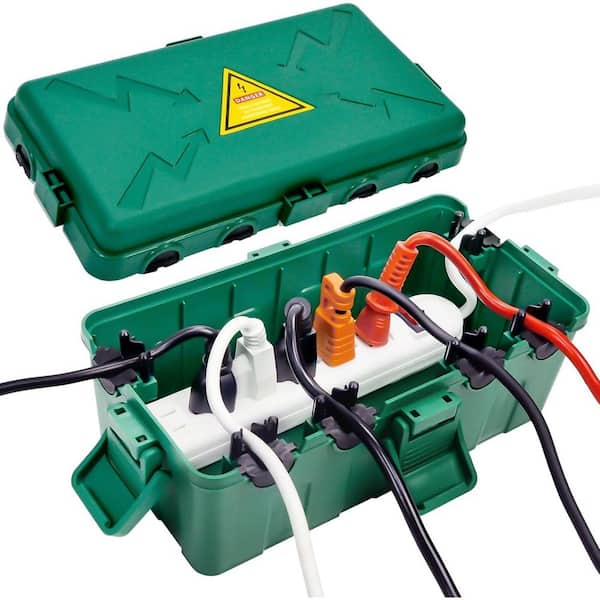EKIEUDL 10.6 in. D x 5.5 in. W x 4.5 in. H Medium Waterproof Electrical Box, Indoor/Outdoor Enclosure with 6-Cable Entry, Green