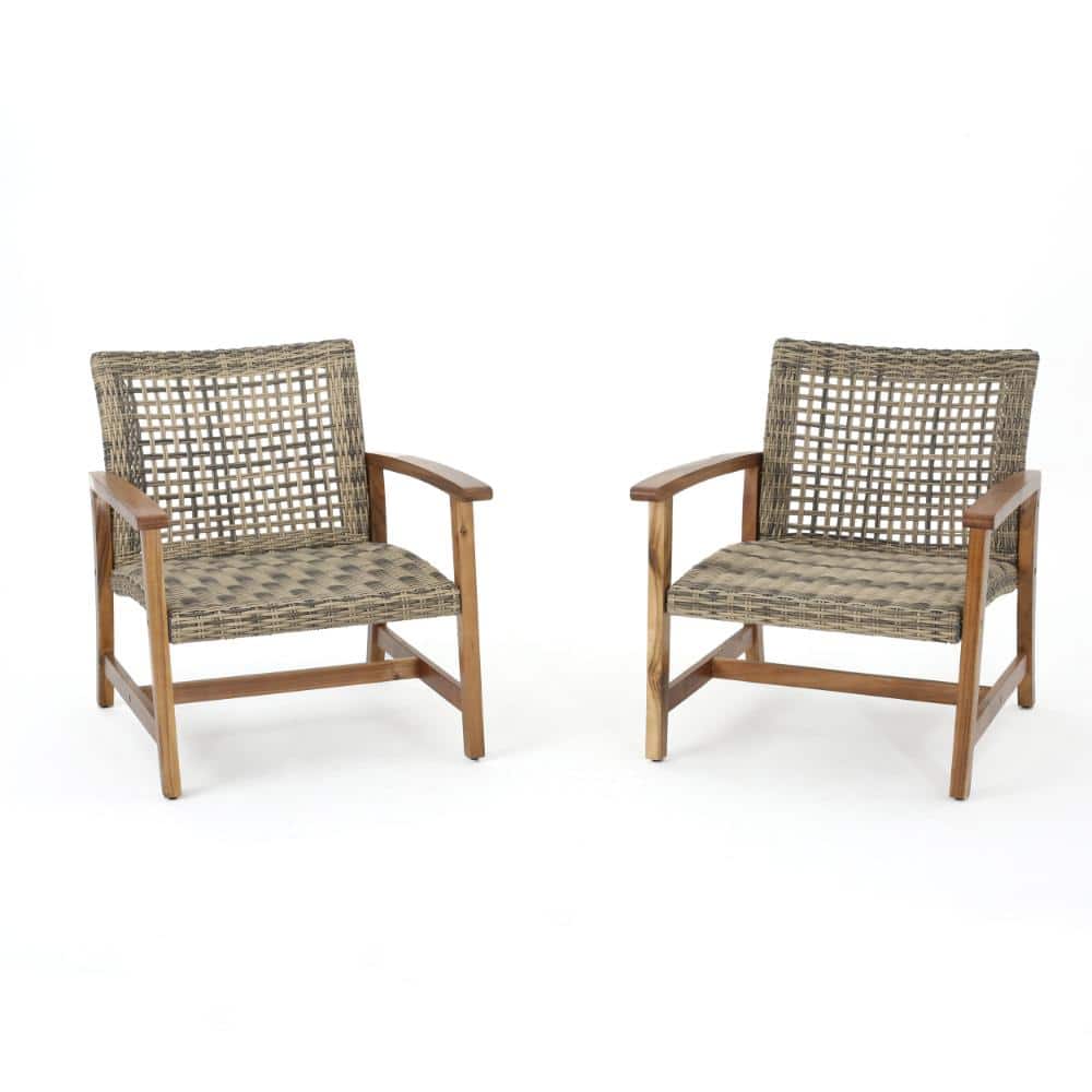 Acacia Wood Wicker Outdoor Lounge Chairs with Acacia Wood Frame, 2-Pcs Set price history on PriceWatchPro