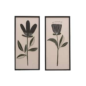 2-Piece Framed Graphic Textured Flower Nature Art Print 30 in. x 14 in.