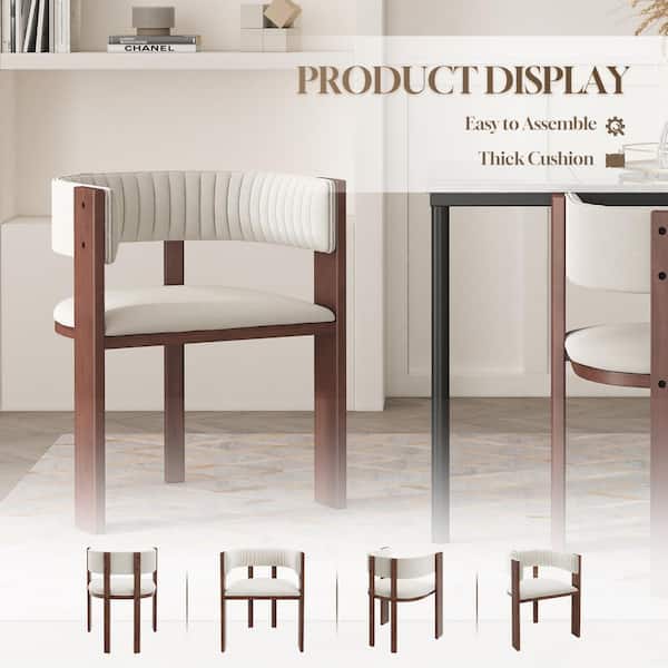 Boyel Living Beige Fabric Dining Chairs with Curved Back (Set of 2