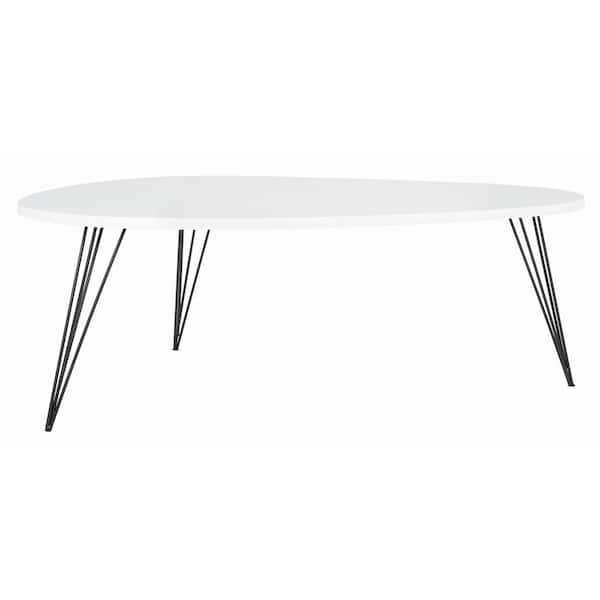 SAFAVIEH Wynton 44 in. White/Black Wood Coffee Table