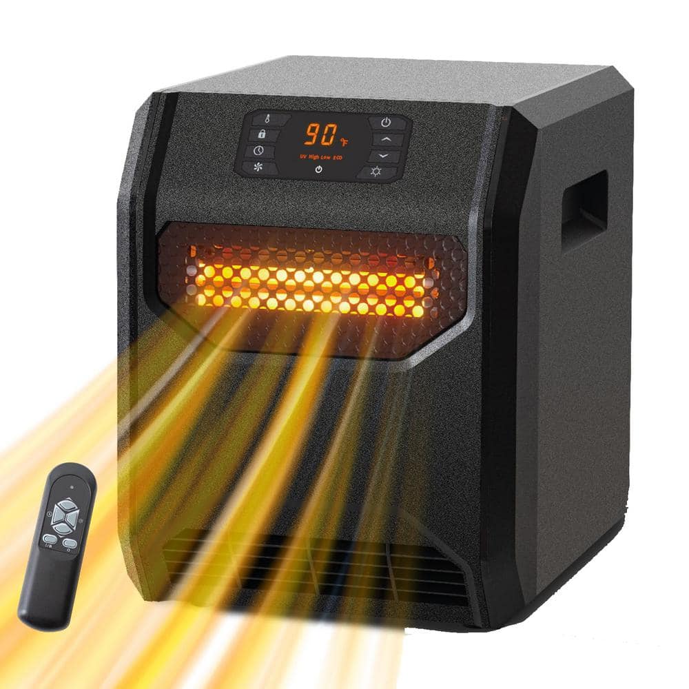 Indoor 1500W Electric Infrared Forced Air Cabinet Space Heater with Thermos