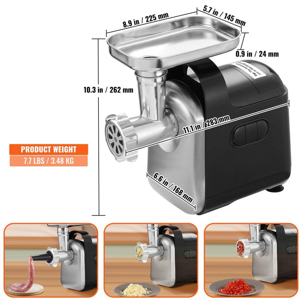 Heavy Duty Black Stainless Steel Electric Meat Grinder with Sausage Stuffer
