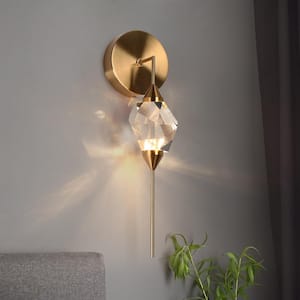 Lucivagus Modern 1-Light Plating Brass Integrated LED Wall Sconce with Crystal Shade