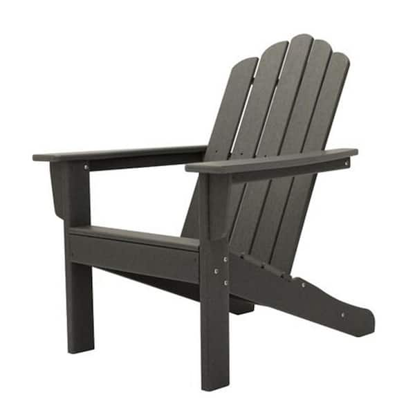 Classic Gray Folding Outdoor Plastic Adirondack Chair for Backyard and