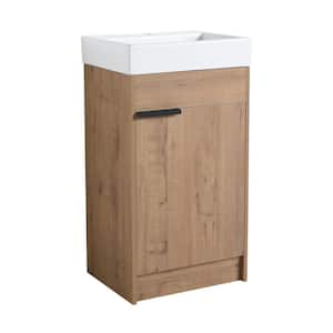 19 in. W x 14-15/16 in. D x 34-9/16 in. H Bath Vanity in Imitative Oak with White Ceramic Top