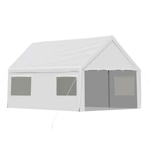 10 ft. x 20 ft. Portable Vehicle Carport Heavy-Duty Metal Frame with Removable Sidewalls and Doors
