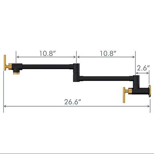 Black and Gold Wall Mounted Double Handle Pot Filler Faucet