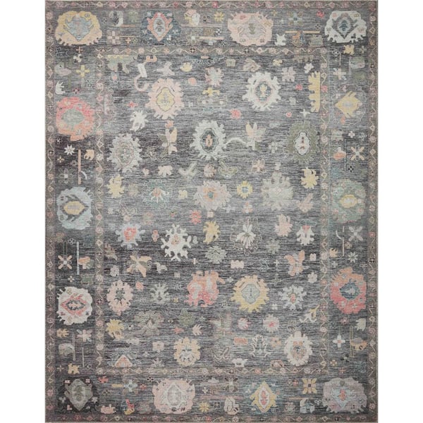 Loloi Rugs Elysium Charcoal/Multi 7 ft. 6 in. x 9 ft. 6 in. Printed Vintage Botanical Area Rug