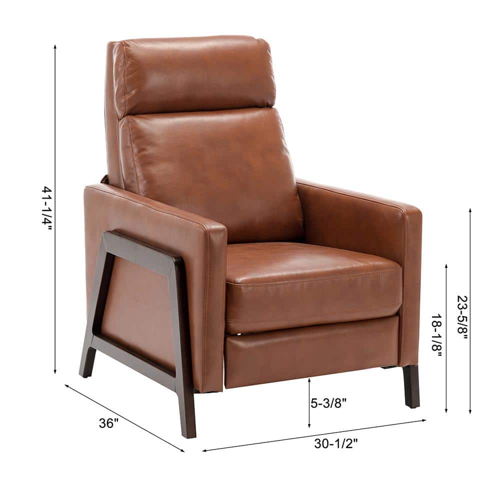 Maxton Caramel Faux Leather Mid Century Modern Recliner