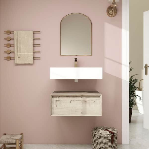 BV Better Vanity Alysa 24 in. W. x 20 in. D x 23 in. H Single Sink Floating Bath Vanity in Light Oak with White Acrylic Top