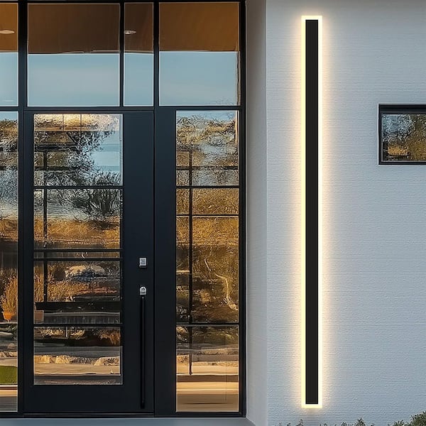 59 in. 1-Light 36W Black Modern Outdoor LED Wall Lantern, Tall Waterproof Sconce Light for Porch or Garden