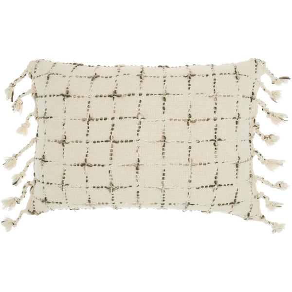 Mina Victory Lifestyles Natural 20 in. x 14 in. Rectangle Throw Pillow