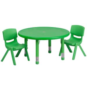 Green 3-Piece Table and Chair Set