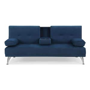 Mat Standalone Sofa Collection 37.4 in. W Navy Blue in Square Arm Polyester Modern Straight Sofa