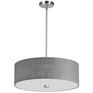 Everly 4-Light Polished Chrome LED Pendant with Polished Chrome Fabric Shade