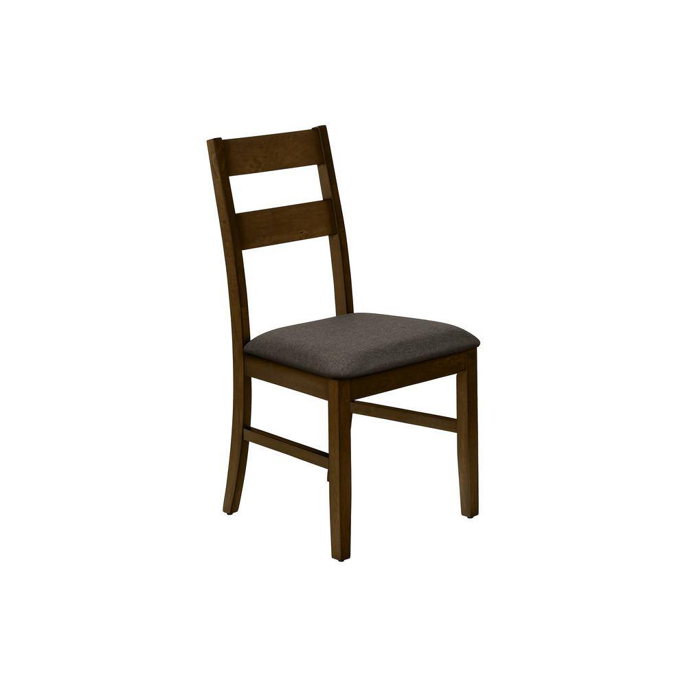 Brown Fabric Dining Chair Set of 2 with Brown Solic Wood