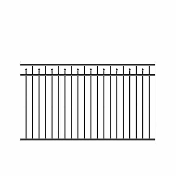 Barrette Outdoor Living Brilliance Heavy-Duty 4-1/2 ft. H x 8 ft. W Black Aluminum Pre-Assembled Fence Panel