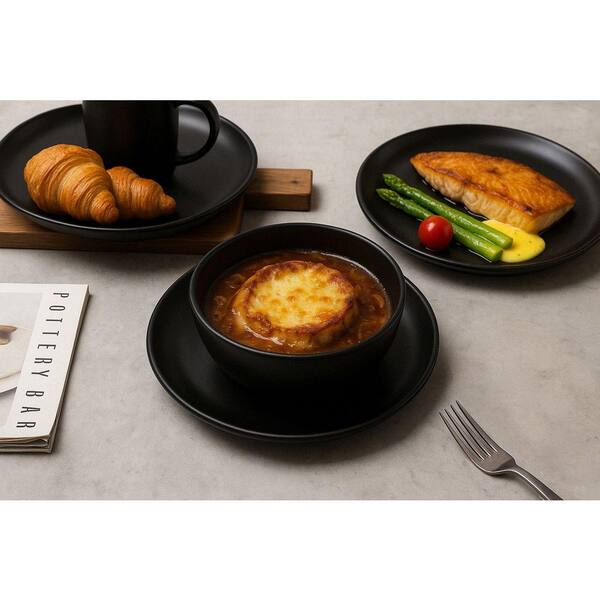 Tahanbath 12 Piece Ceramic Stackable Dinnerware Set-Non Toxic