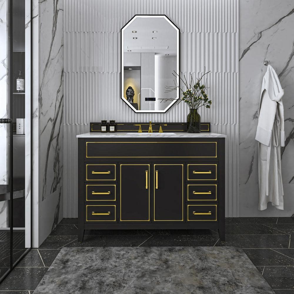 Aspen 48'' Black Onyx Bathroom Vanity with Marble Top